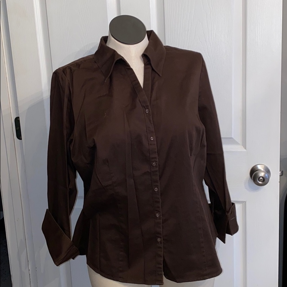 Lane Bryant Brown Button Down